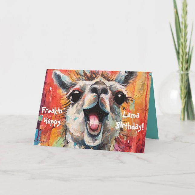 Geburtstag Lama Personalisierbar Funky Niedlich Card (Front)