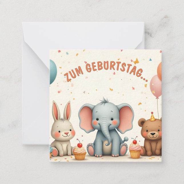 Geburtstagsfreude mit tierischen Freunden Card (Front)