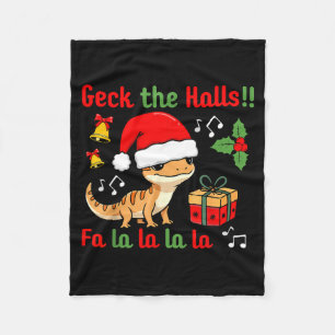Geck The Halls Leopard Gecko Christmas Pun Pet Own Fleece Blanket
