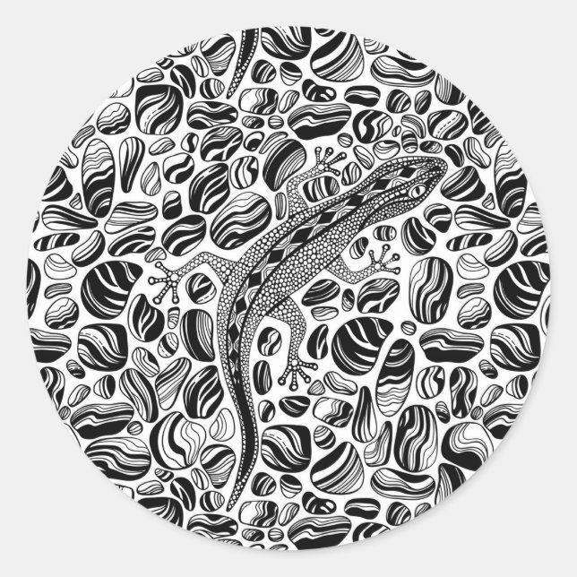 Gecko and pebbles classic round sticker (Front)