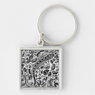 Gecko and pebbles keychain