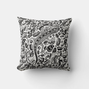 Gecko and pebbles throw pillow