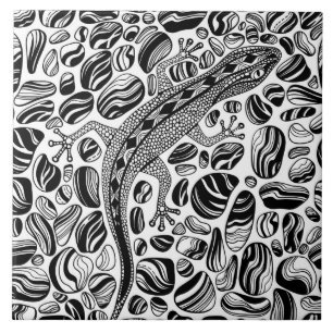 Gecko and pebbles tile