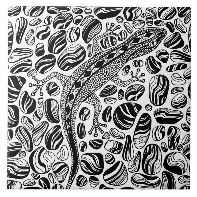 Gecko and pebbles tile (Front)