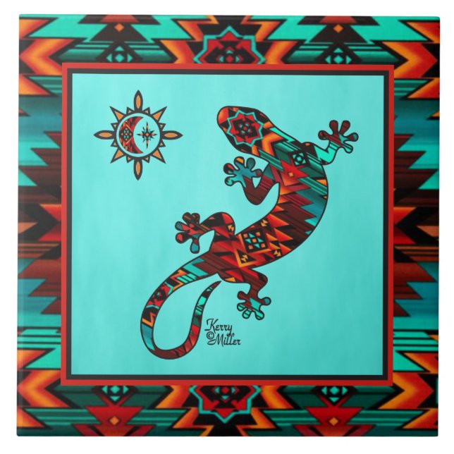 Gecko And Sun Ceramic Tile (Front)