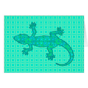 Gecko batik tribal - turquoise / paon