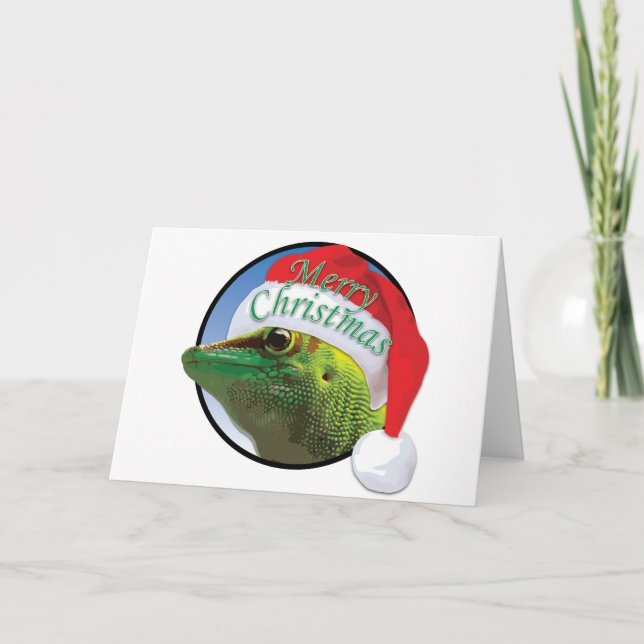 Gecko de Noël - Carte de voeux, standard (Devant)