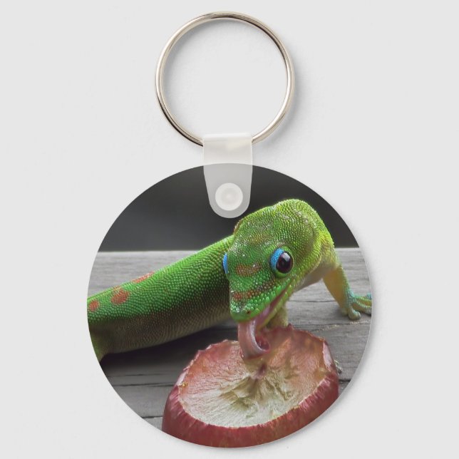 Gecko Eating Grapes Keychain (Front)