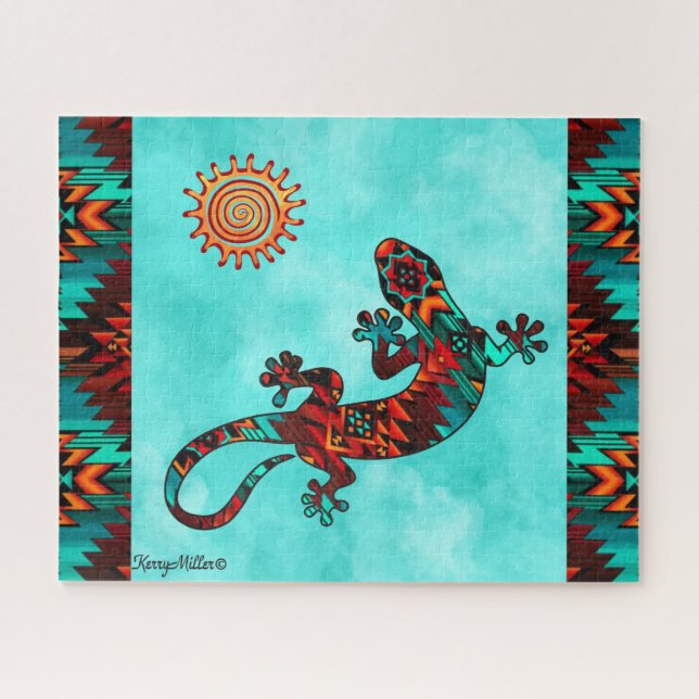 Gecko Lizard And Sun Jigsaw Puzzle (Horizontal)