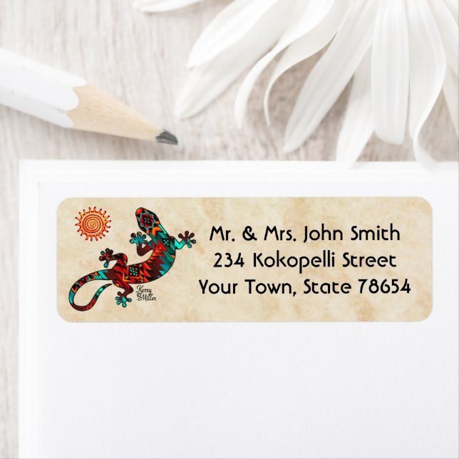 Gecko Lizard And Sun Label (Insitu)