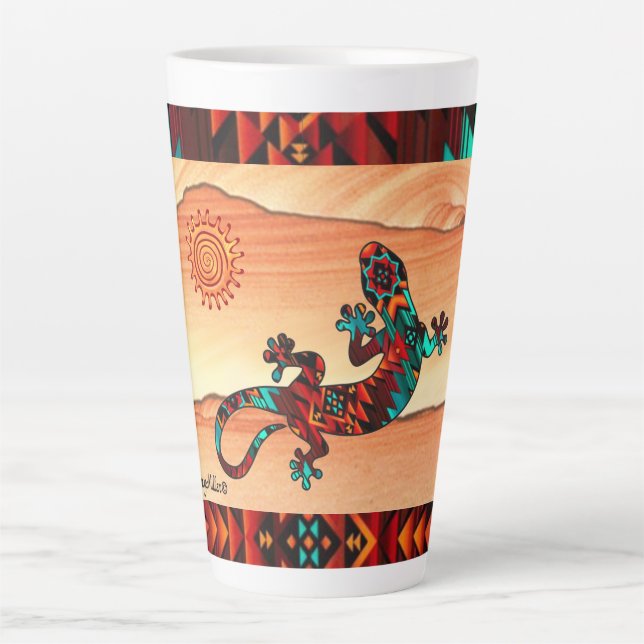 Gecko Lizard And Sun Latte Mug (Front)
