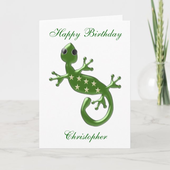 Gecko Lizard Birthday Card (Front)