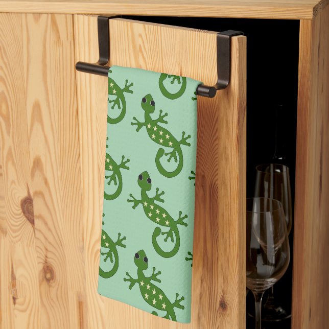 Gecko Lizard Design Any Colour Background Kitchen Towel (Thirds Fold)