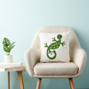Gecko Lizard Design Personalised Throw Pillow