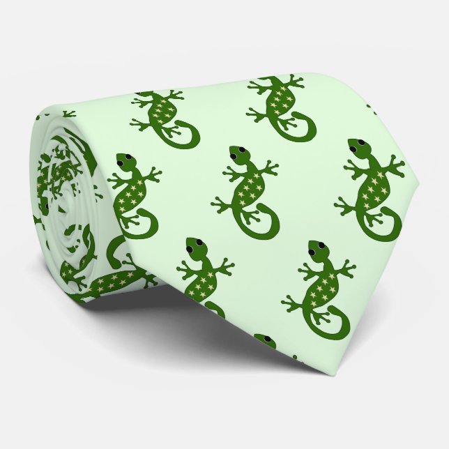 Gecko Lizard Design Tie (Rolled)