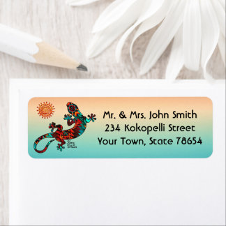 Gecko Lizard Et Sun Étiquette