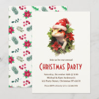 Gecko Lizard in Santa Hat Reptile Christmas Party