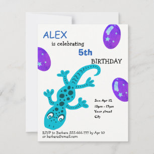 Gecko Lizard Kids Birthday Party Card