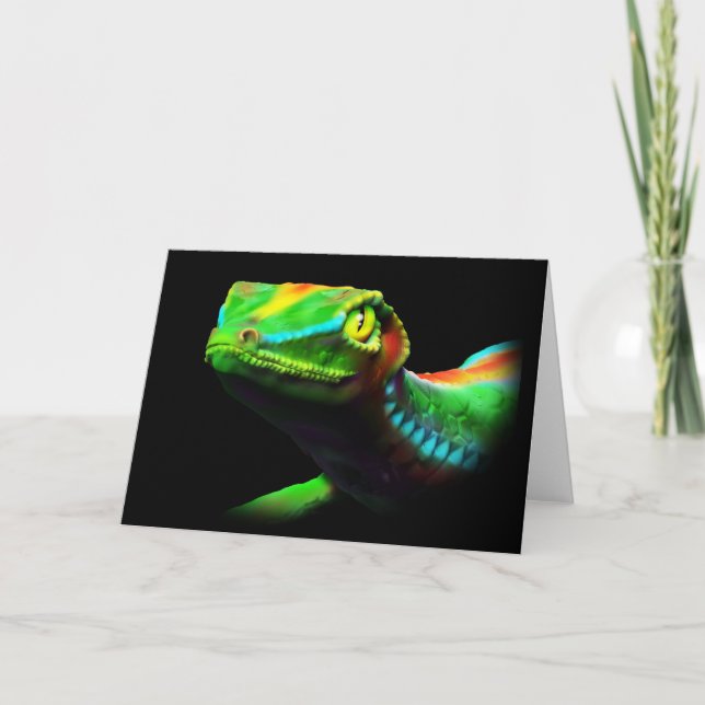 Gecko Lizard Rainbow Colours Greeting Cards (Front)