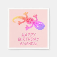 Gecko Lizard Rainbow Custom Name Kids Birthday