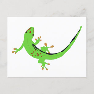 Gecko Lizard Reptile Illustration  Holiday Postcard