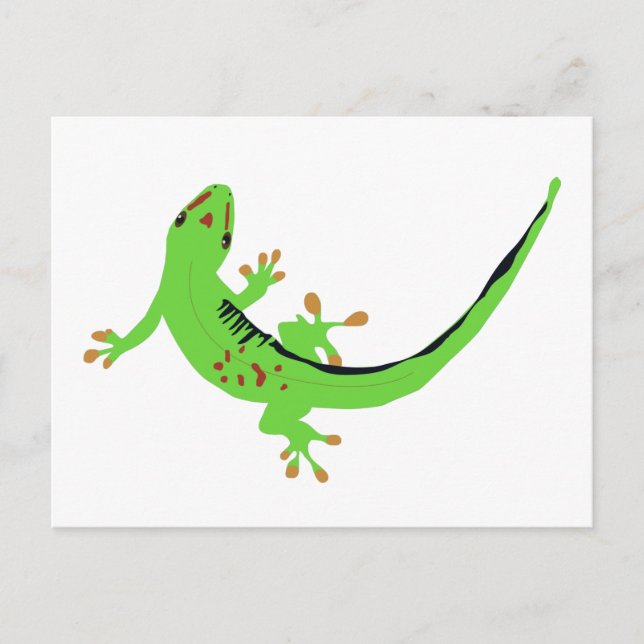 Gecko Lizard Reptile Illustration  Holiday Postcard (Front)