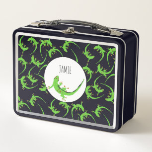 Gecko Lizard Reptile Pattern Metal Lunch Box