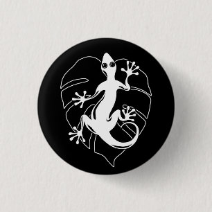 Gecko Lizard Silhouette 1 Inch Round Button