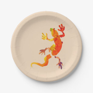 Gecko lizard wildlife nature birthday party paper plate