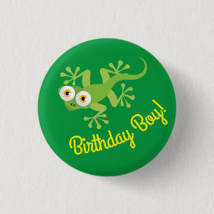 Gecko Lizards Birthday Boy Party Cute Kids 1 Inch Round Button