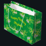 Gecko Lizards Birthday Party Cute Kids Large Gift Bag<br><div class="desc">Adorable gecko lizards colourful cute birthday party design is perfect for a kid that loves reptiles for their birthday party celebration! Customize the text to make them your own. The modern look and feel is the perfect way to celebrate your little one that loves lizards, and animals on their first...</div>