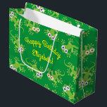 Gecko Lizards Birthday Party Cute Kids Large Gift Bag<br><div class="desc">Adorable gecko lizards colourful cute birthday party design is perfect for a kid that loves reptiles for their birthday party celebration! Customize the text to make them your own. The modern look and feel is the perfect way to celebrate your little one that loves lizards, and animals on their first...</div>