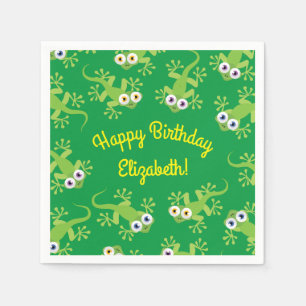 Gecko Lizards Birthday Party Cute Kids Napkin