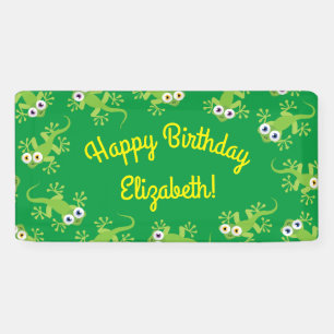 Gecko Lizards Birthday Party Cute Kids Small Banner