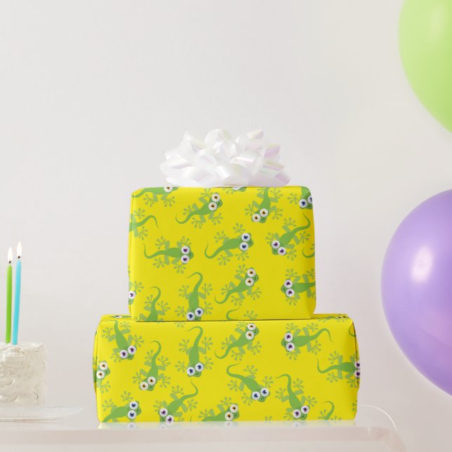 Gecko Lizards Birthday Party Cute Kids Wrapping Paper (Party Gifts)
