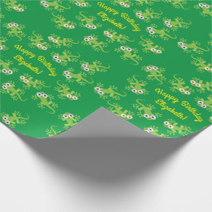 Gecko Lizards Birthday Party Cute Kids Wrapping Paper