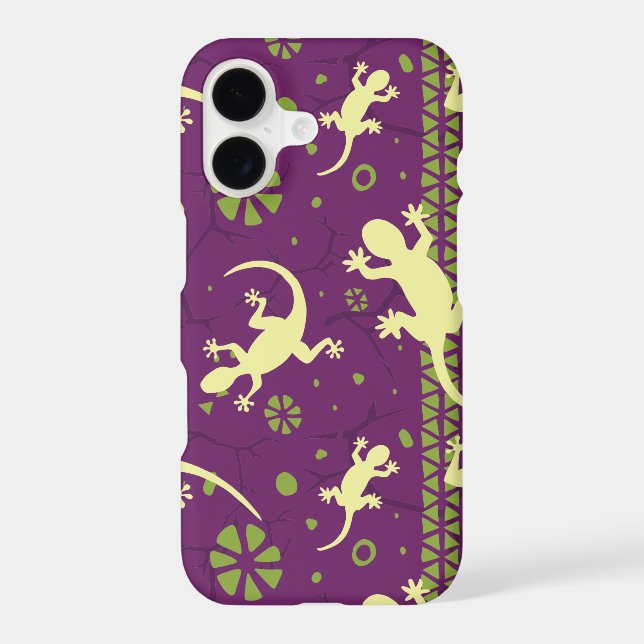 Gecko Lizards Ethnic Purple Green Pattern (Back)