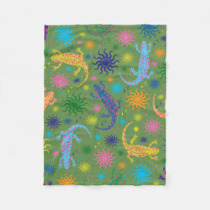 Gecko Lizards Multi-Coloured All Over Print Fleece Blanket