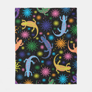 Gecko Lizards Multi-Coloured All Over Print Fleece Blanket
