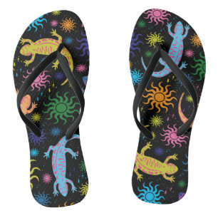 Gecko Lizards Multi-Coloured All Over Print Flip Flops