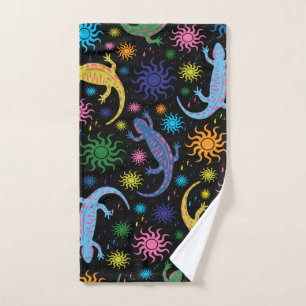 Gecko Lizards Multi-Coloured All Over Print Hand Towel