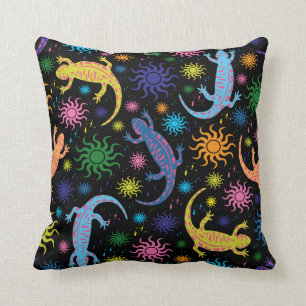 Gecko Lizards Multi-Coloured All Over Print Throw Pillow
