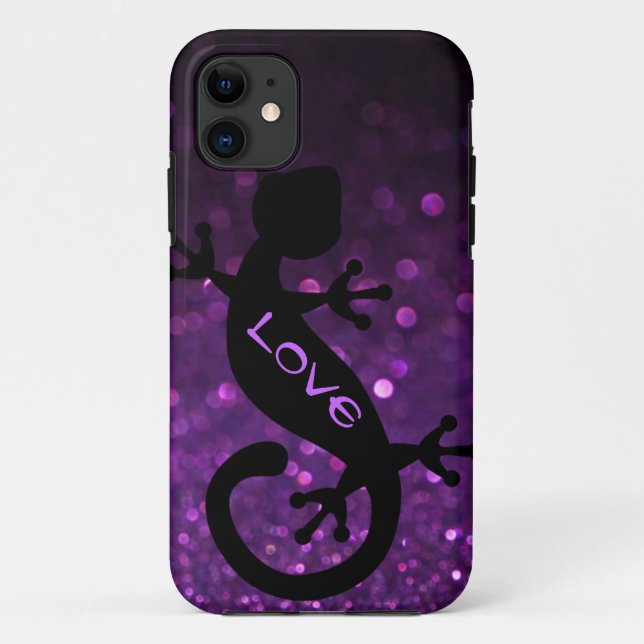 Gecko on Purple Glitter iPhone 5/5S Case (Back)