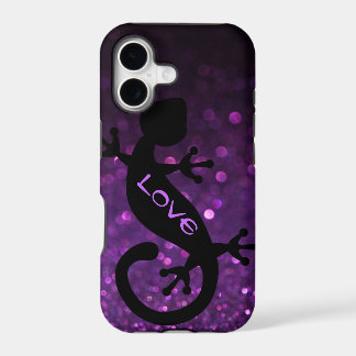 Gecko on Purple Glitter iPhone 5/5S Case