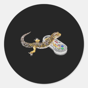 Gecko Playing Video Game Lizard &amp; Reptiles Gam Classic Round Sticker
