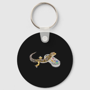 Gecko Playing Video Game Lizard &amp; Reptiles Gam Keychain