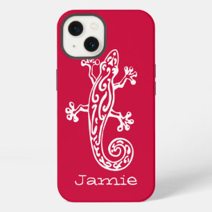 Gecko reptile white & red name iPhone 13 case
