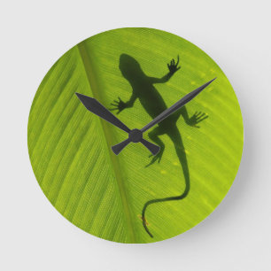 Gecko Silhouette Round Clock