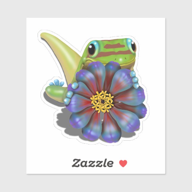 Gecko with Zinnia  (Sheet)