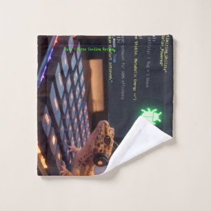 GeckoDev // Personalized Cyberpunk Programmer Towe Bath Towel Set